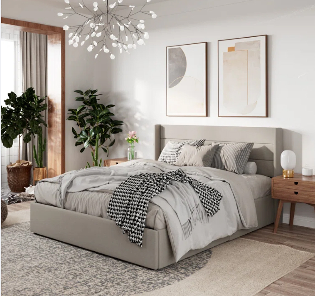 Braya Hydraulic Lift Up Storage Upholstered Platform Bed